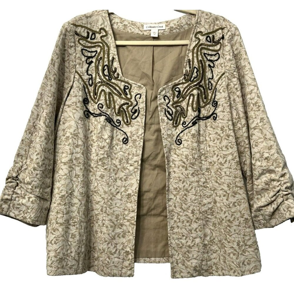 Coldwater Creek Women's Embroidered Beige Jacket